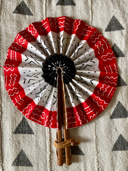 Fan - folds up for convenient storage, made out of African wax fabric